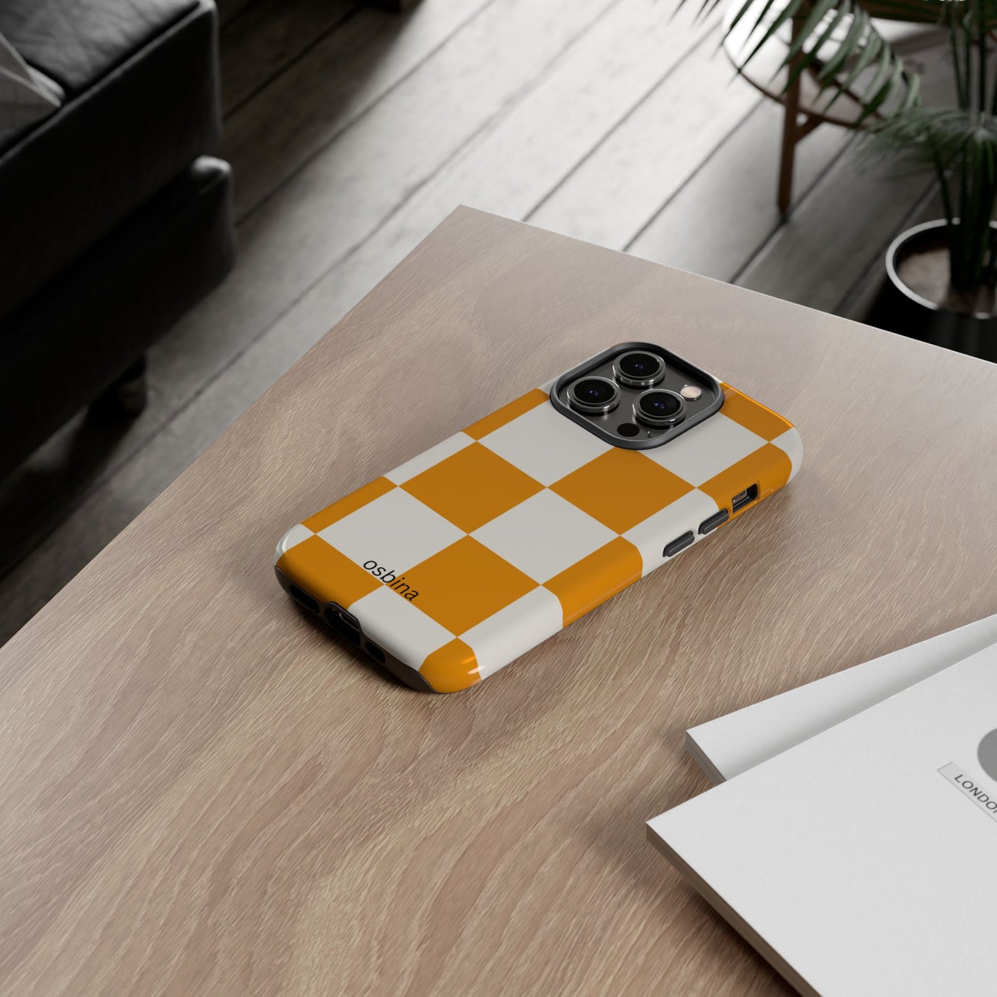 osbina | Check You Out — The Orange + White Check Case | The Season Collective