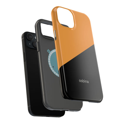 osbina | MagSafe Compatible for iPhone | Bold Moves Only — The Orange + Black Split Diagonal Case | The Season Collective