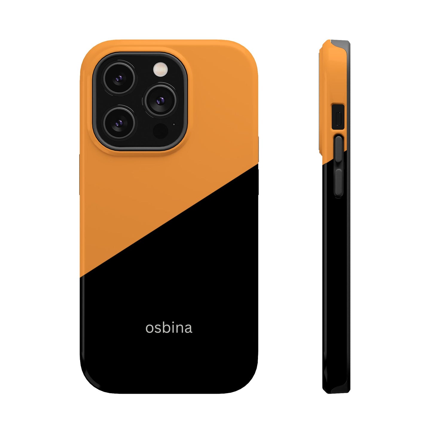 osbina | MagSafe Compatible for iPhone | Bold Moves Only — The Orange + Black Split Diagonal Case | The Season Collective