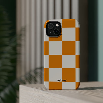 osbina | MagSafe Compatible for iPhone | Check You Out — The Orange + White Check Case | The Season Collective