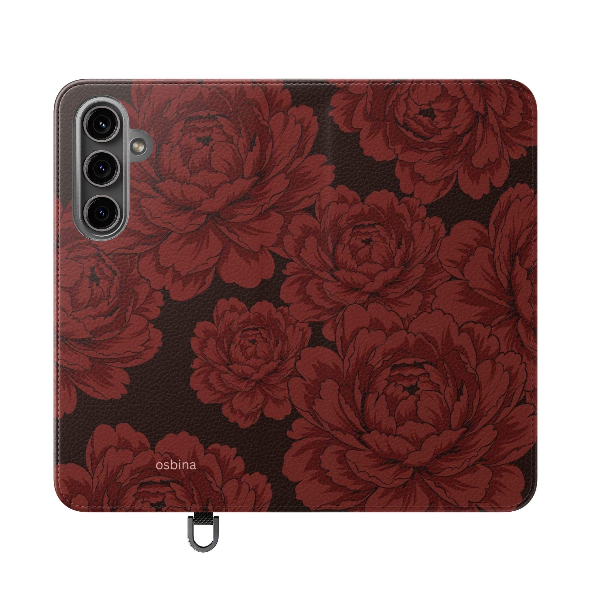 osbina | Wallet Flip Case for iPhone & Samsung | Oxblood Peony