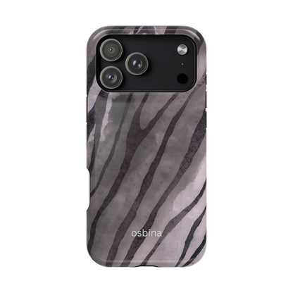 osbina | MagSafe Compatible for iPhone | Stripes on Point — The Muted Gray + Black Tiger Case | The Season Collective