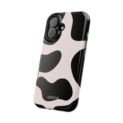 osbina | MagSafe compatible for iPhone | Prairie Chic Pink & Black Cow Print Phone Case | Modern Muse Collection