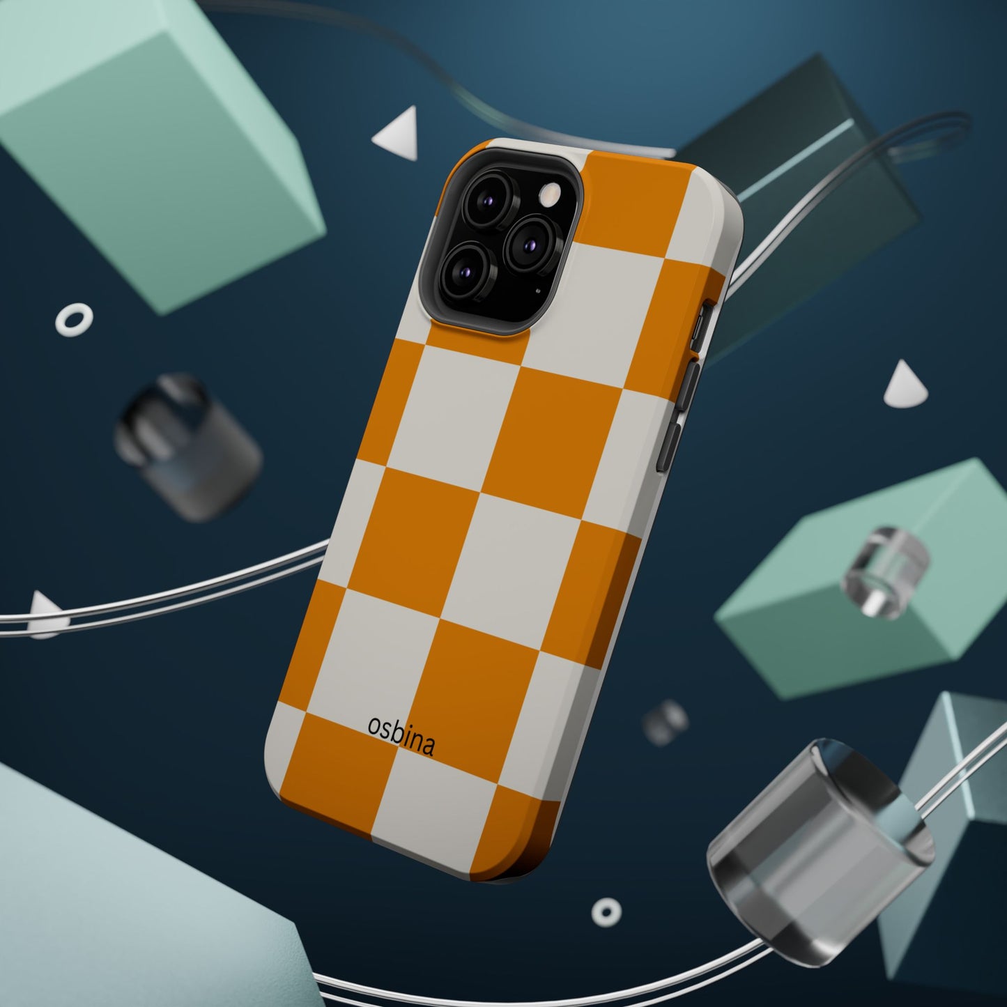 osbina | MagSafe Compatible for iPhone | Check You Out — The Orange + White Check Case | The Season Collective