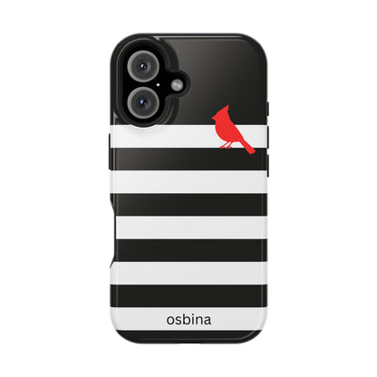 osbina | MagSafe compatible for iPhone | Redbird Edition Thinking of You Phone Case Black & White Stripe | Inspired By Collection