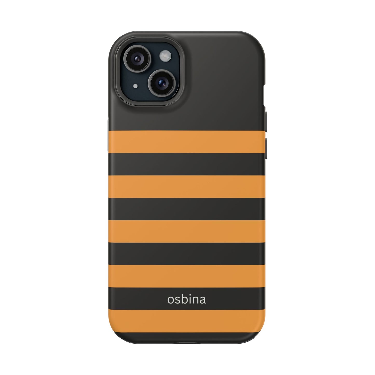 osbina | MagSafe Compatible for iPhone | The Horizon Stripe Case in Black + Orange | The Season Collective