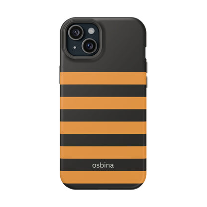 osbina | MagSafe Compatible for iPhone | The Horizon Stripe Case in Black + Orange | The Season Collective
