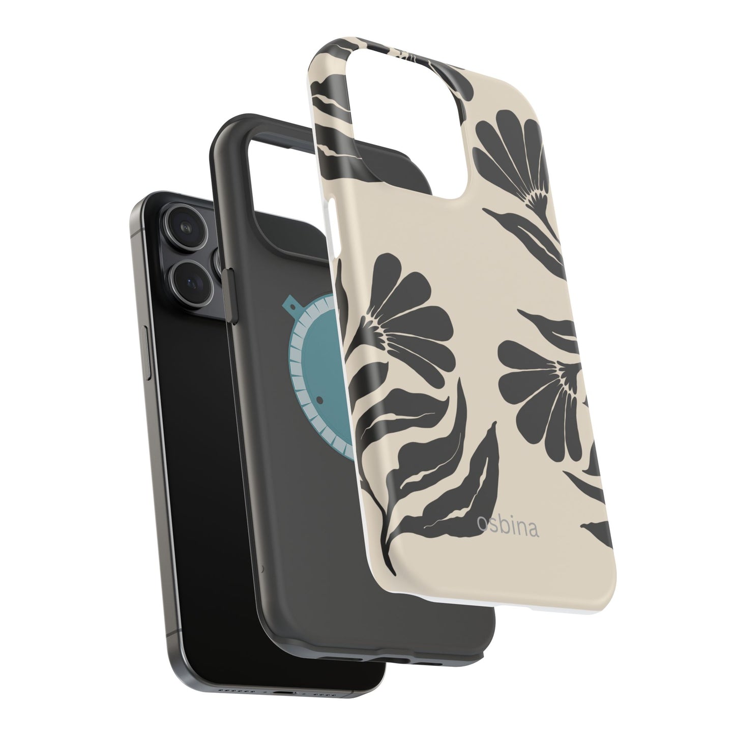 osbina | MagSafe compatible for iPhone | Obsidian Bloom Flower Phone Case | Modern Muse Collection