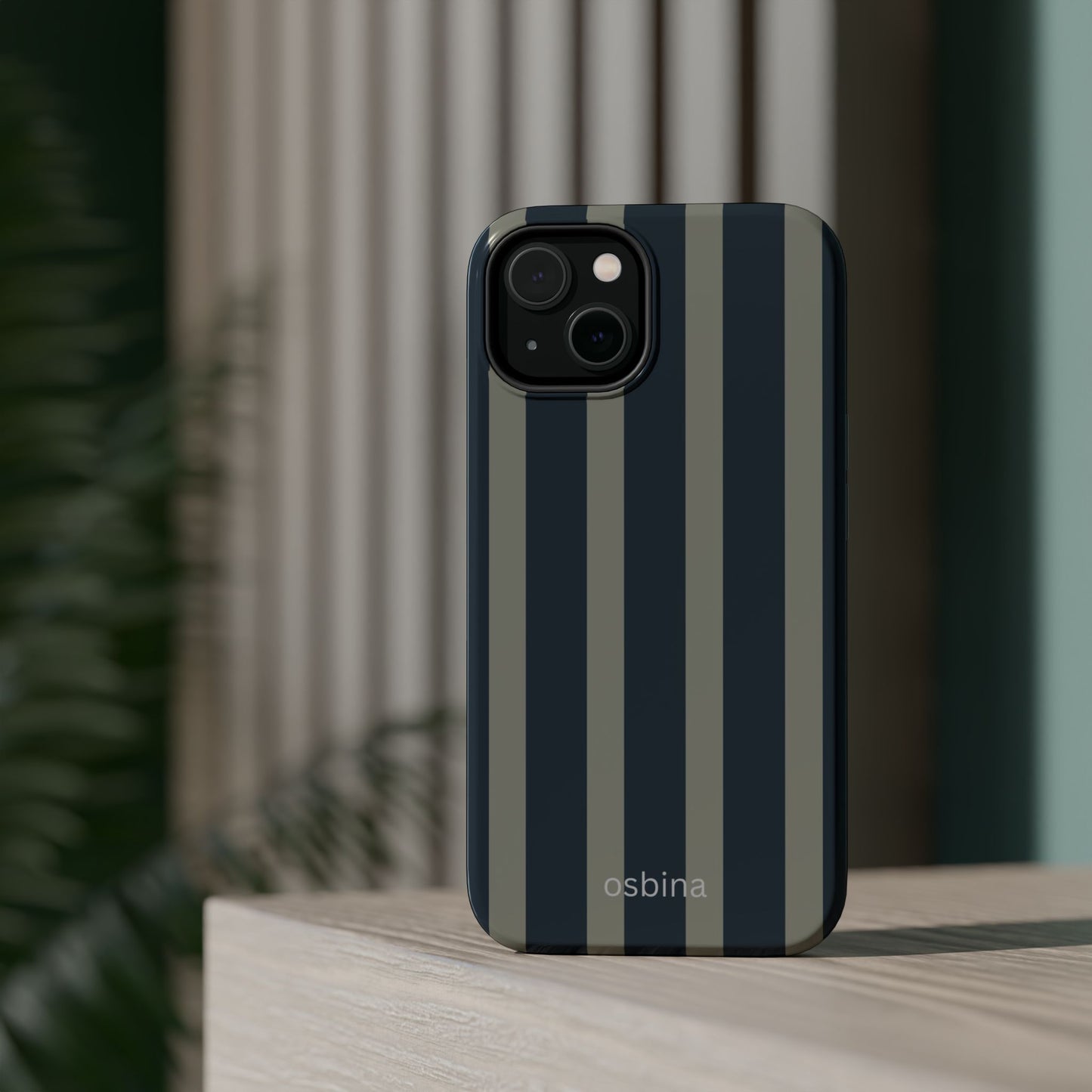 osbina | MagSafe compatible for iPhone | Grayhaven Navy & Gray Sophisticated Phone Case | Modern Muse Collection