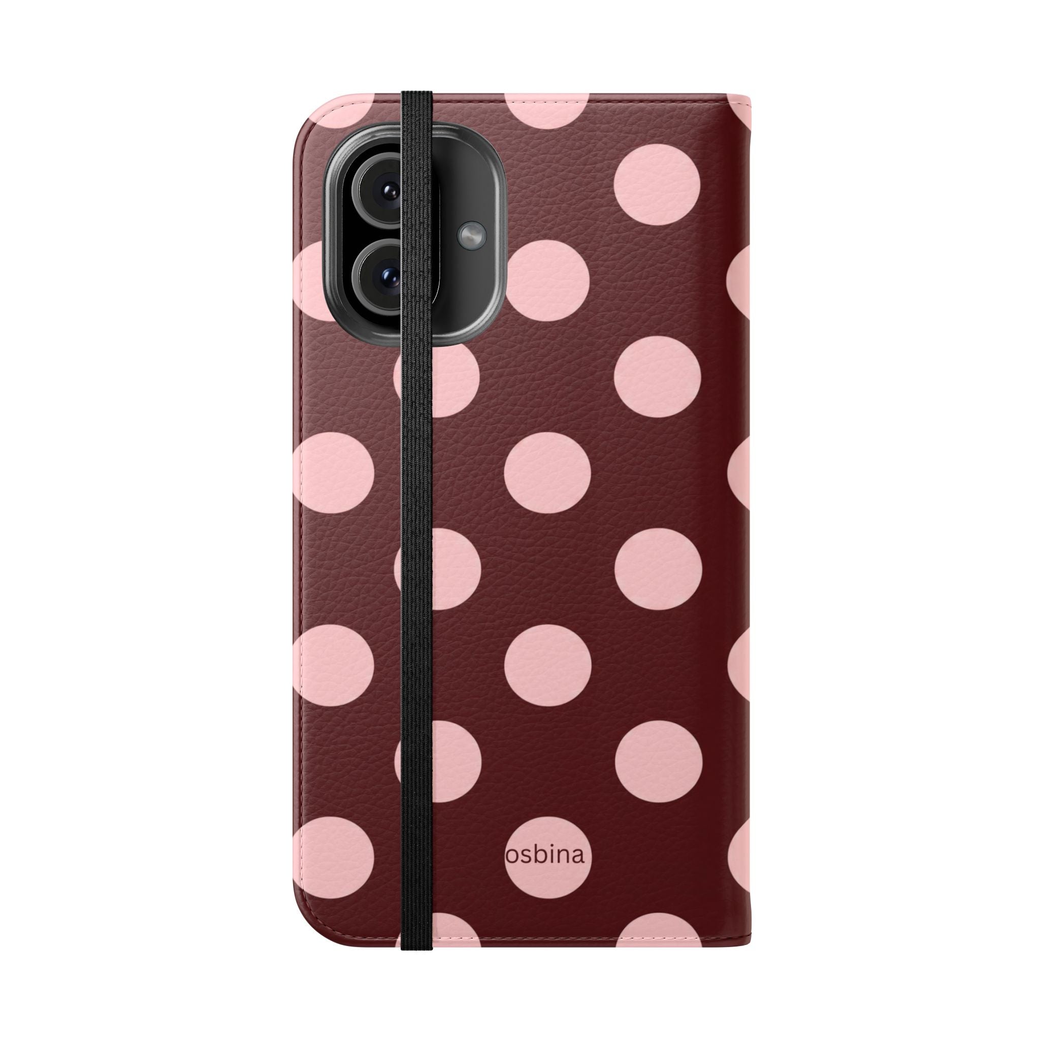 osbina | Wallet Flip Case for iPhone & Samsung | Oxblood Dot