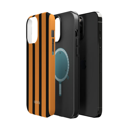 osbina | MagSafe Compatible for iPhone | The Statement Stripe Case in Black + Orange | The Season Collective
