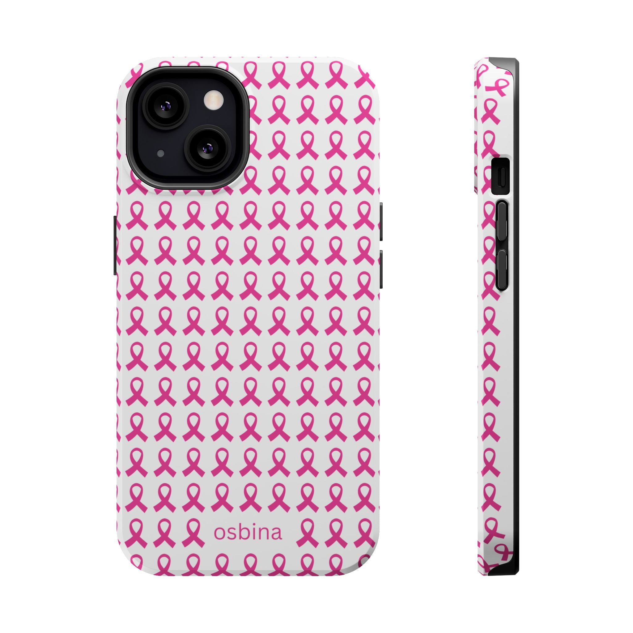 YAYOU MagSafe for iPhone | Side by Side Pink Ribbon Designer Case | osbina