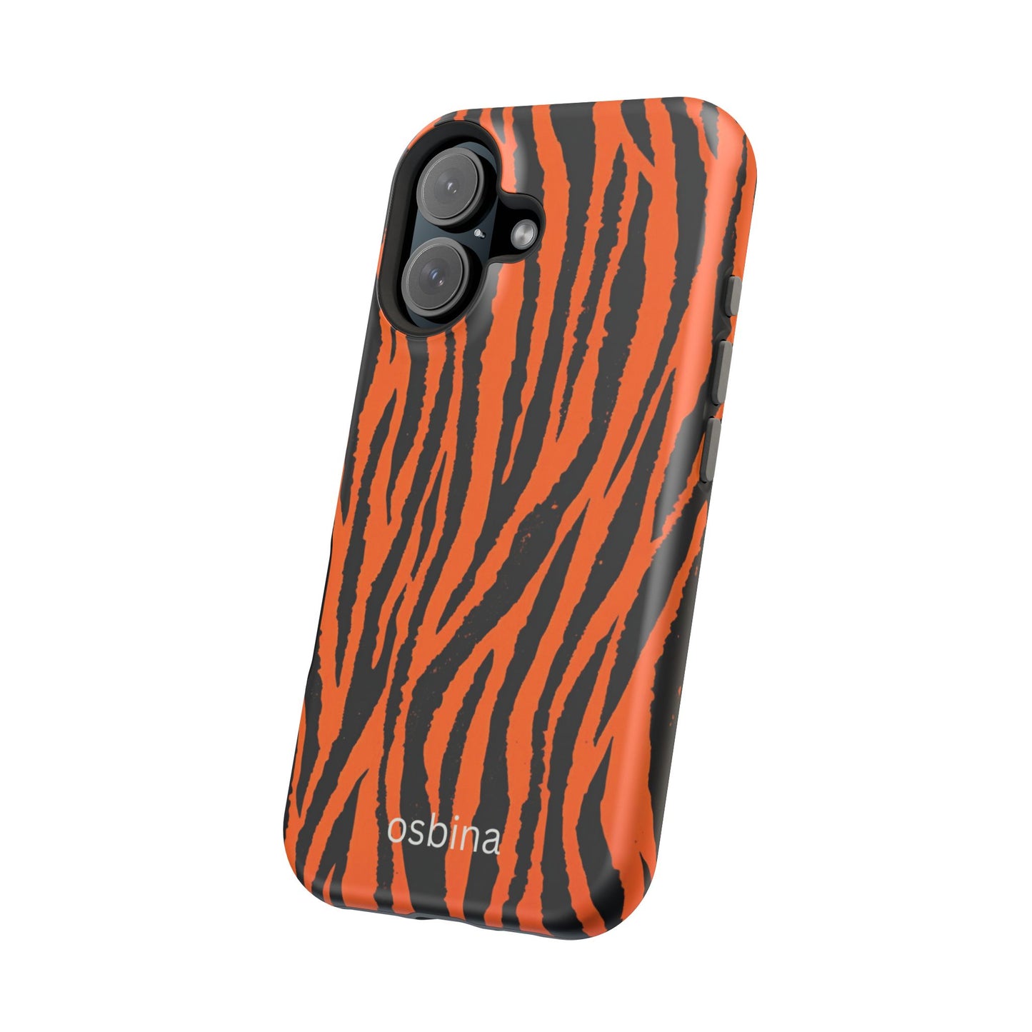 osbina | MagSafe Compatible for iPhone | Tiger, But Make It Chic — The Bengal Stripe Case in Orange + Black | The Season Collective