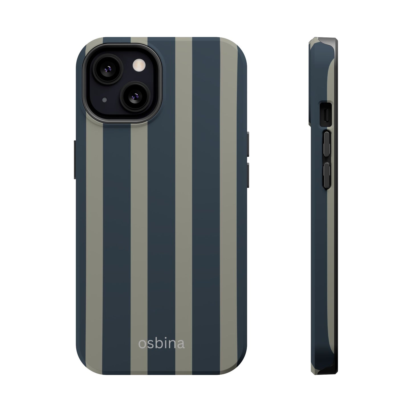 osbina | MagSafe compatible for iPhone | Grayhaven Navy & Gray Sophisticated Phone Case | Modern Muse Collection