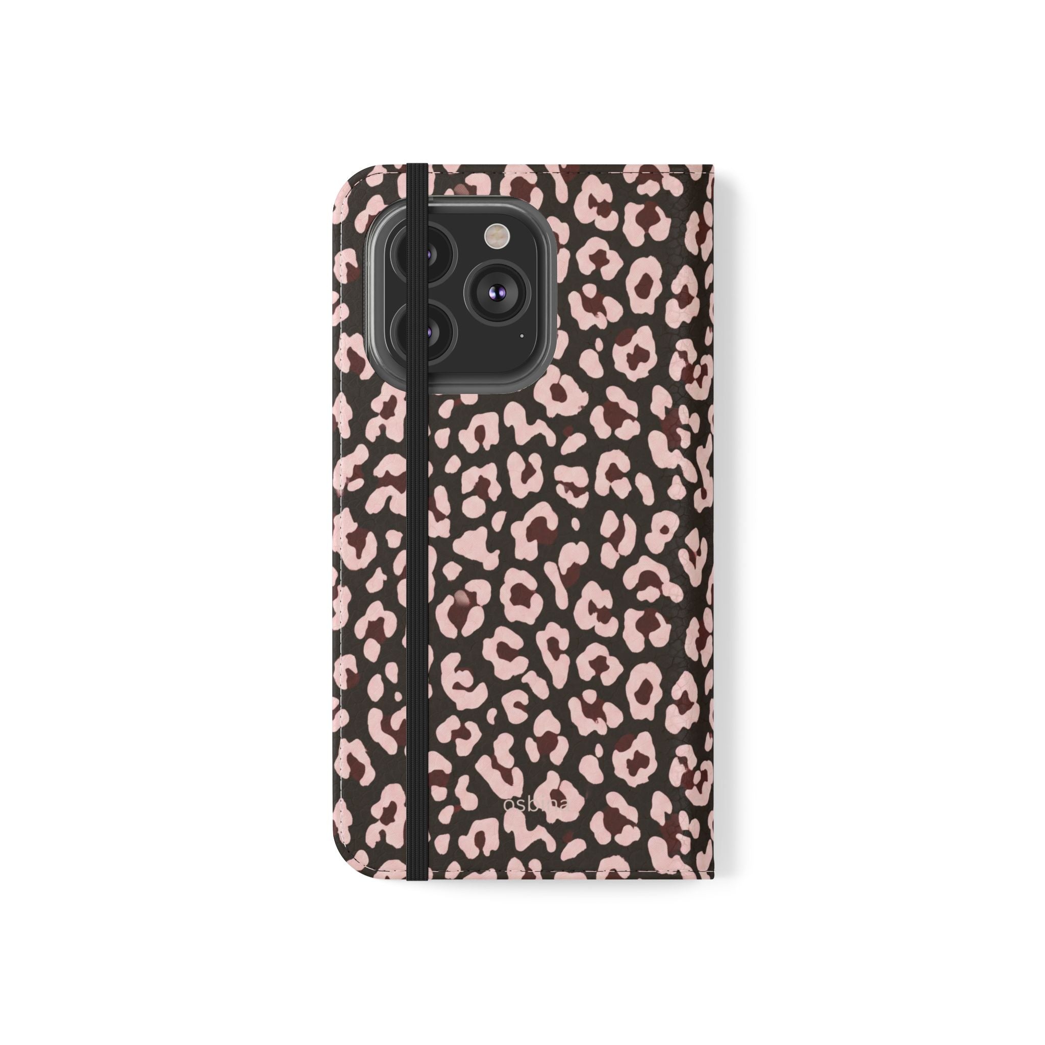 osbina | Wallet Flip Case for iPhone & Samsung | Chocolate Pink Leopard