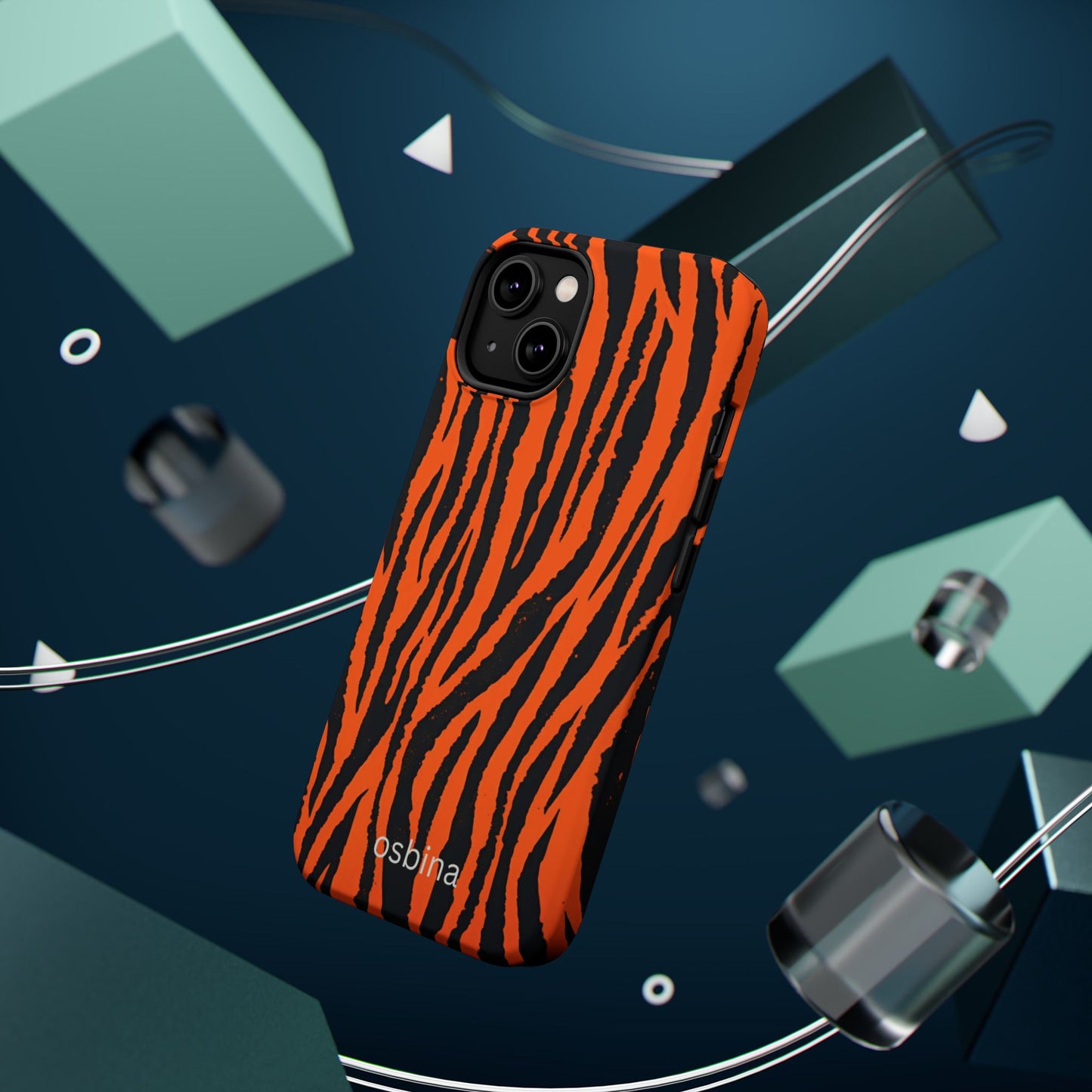 osbina | MagSafe Compatible for iPhone | Tiger, But Make It Chic — The Bengal Stripe Case in Orange + Black | The Season Collective