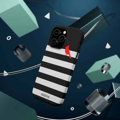 osbina | MagSafe compatible for iPhone | Redbird Edition Thinking of You Phone Case Black & White Stripe | Inspired By Collection