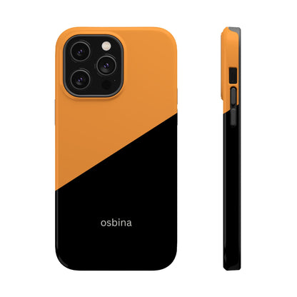 osbina | MagSafe Compatible for iPhone | Bold Moves Only — The Orange + Black Split Diagonal Case | The Season Collective