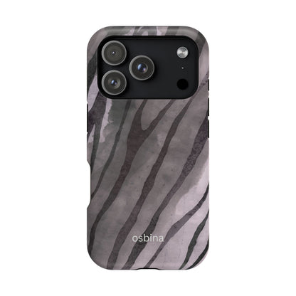 osbina | MagSafe Compatible for iPhone | Stripes on Point — The Muted Gray + Black Tiger Case | The Season Collective