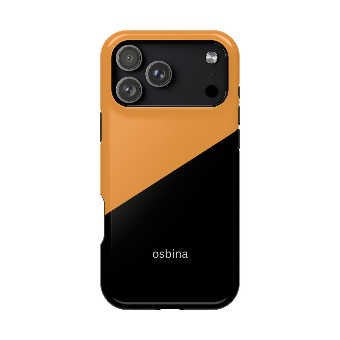 osbina | MagSafe Compatible for iPhone | Bold Moves Only — The Orange + Black Split Diagonal Case | The Season Collective