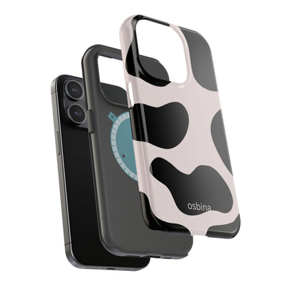 osbina | MagSafe compatible for iPhone | Prairie Chic Pink & Black Cow Print Phone Case | Modern Muse Collection