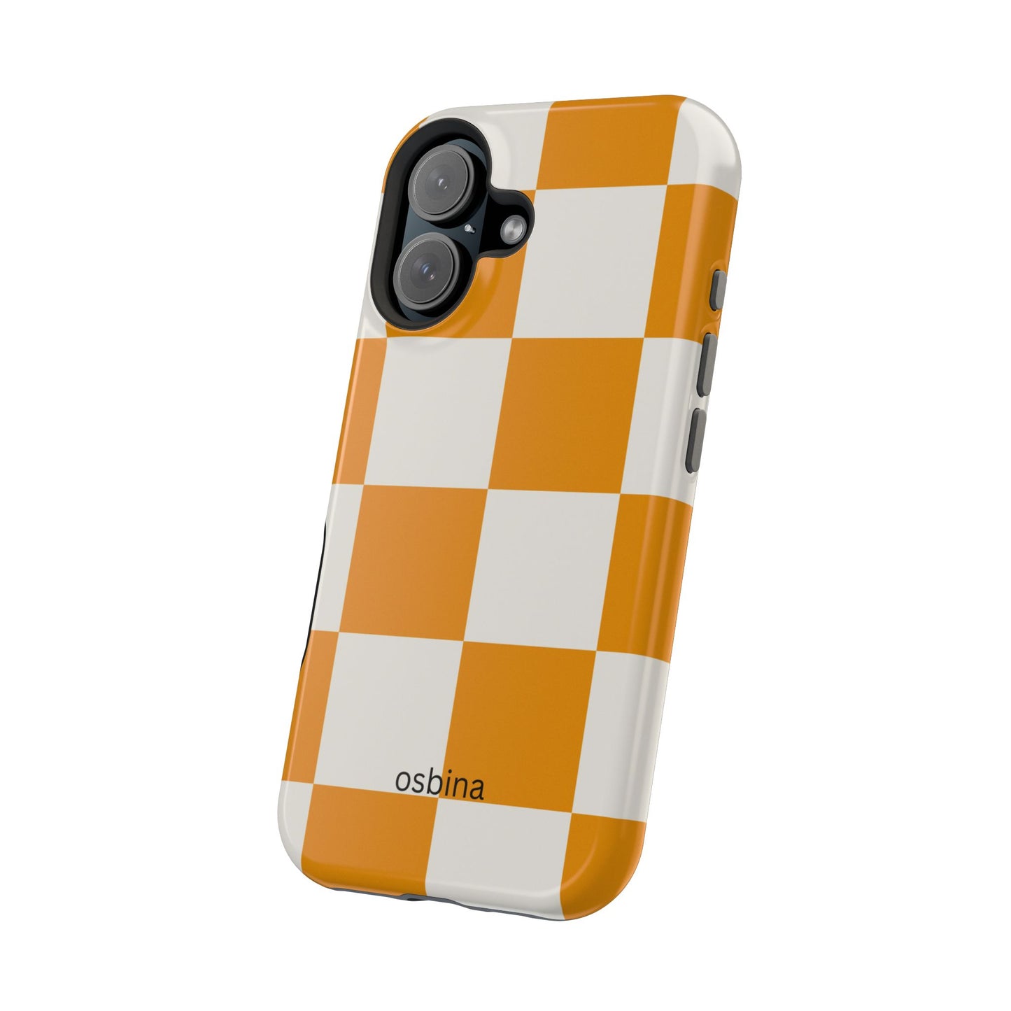 osbina | MagSafe Compatible for iPhone | Check You Out — The Orange + White Check Case | The Season Collective
