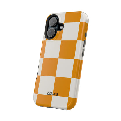 osbina | MagSafe Compatible for iPhone | Check You Out — The Orange + White Check Case | The Season Collective