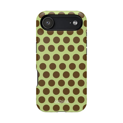 osbina | MagSafe compatible for iPhone | Chartreuse Cocoa Dots Phone Case | Color Edit Collection