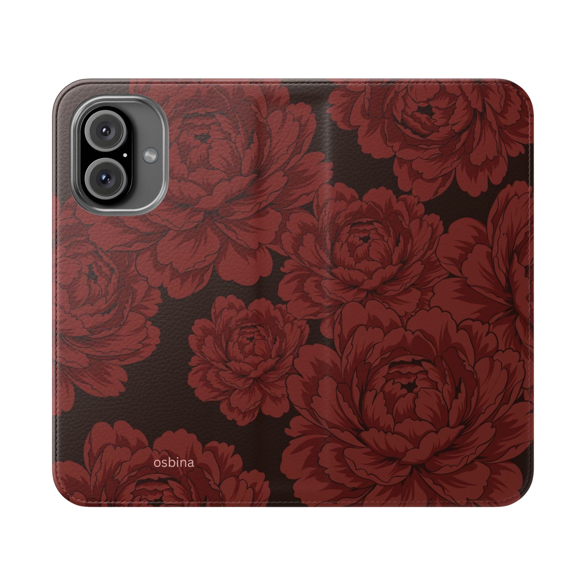 osbina | Wallet Flip Case for iPhone & Samsung | Oxblood Peony