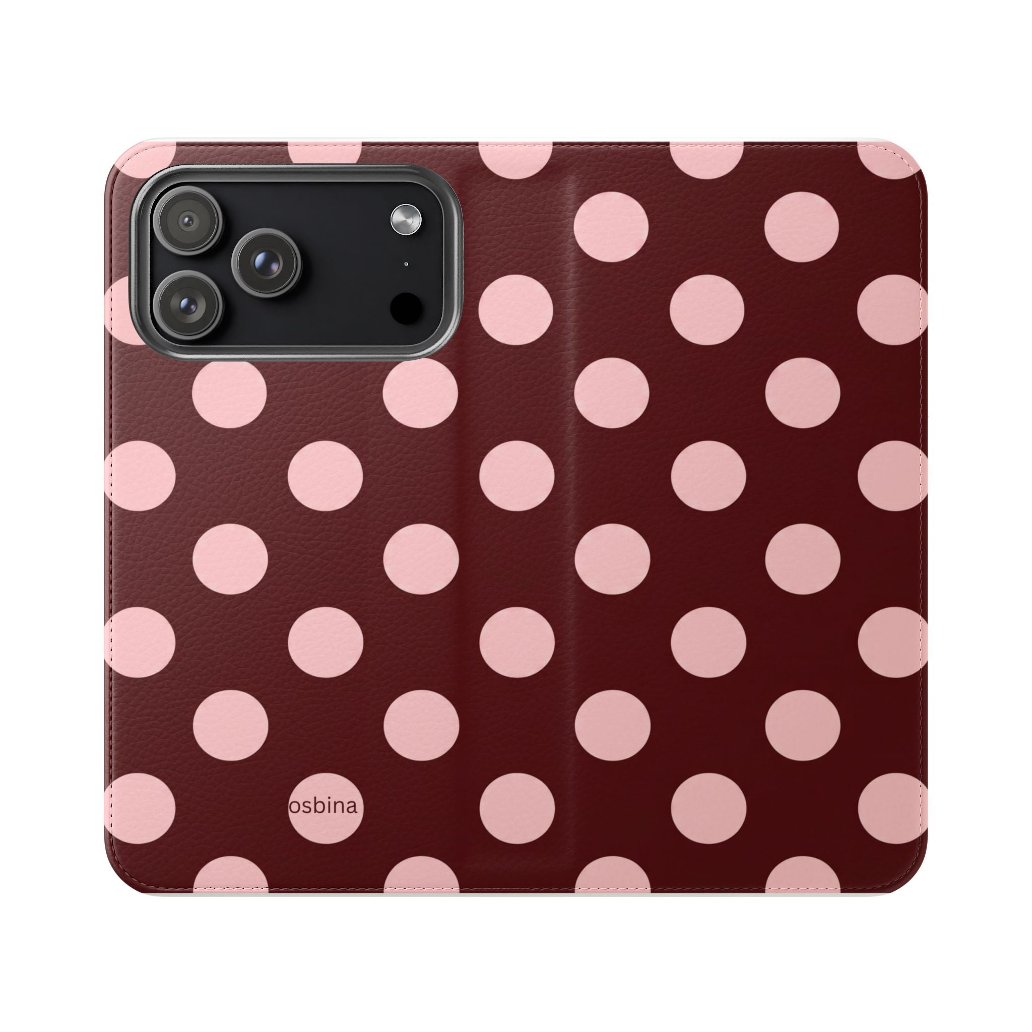 osbina | Wallet Flip Case for iPhone & Samsung | Oxblood Dot
