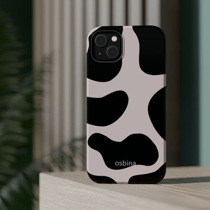 osbina | MagSafe compatible for iPhone | Prairie Chic Pink & Black Cow Print Phone Case | Modern Muse Collection