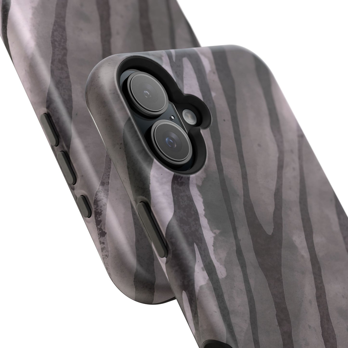 osbina | MagSafe Compatible for iPhone | Stripes on Point — The Muted Gray + Black Tiger Case | The Season Collective