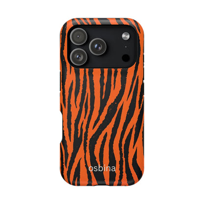 osbina | MagSafe Compatible for iPhone | Tiger, But Make It Chic — The Bengal Stripe Case in Orange + Black | The Season Collective