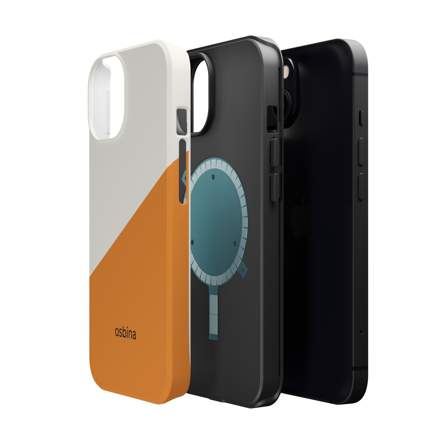 osbina | MagSafe Compatible for iPhone | Divide & Conquer — The Orange + White Split Diagonal Case | The Season Collective