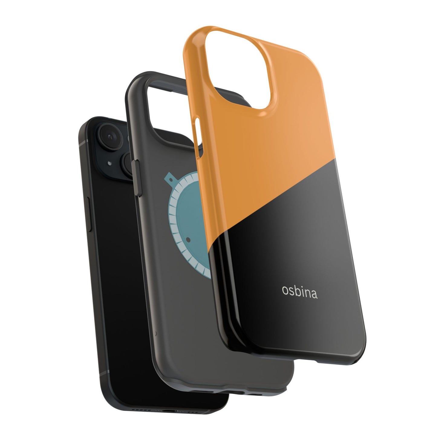 osbina | MagSafe Compatible for iPhone | Bold Moves Only — The Orange + Black Split Diagonal Case | The Season Collective