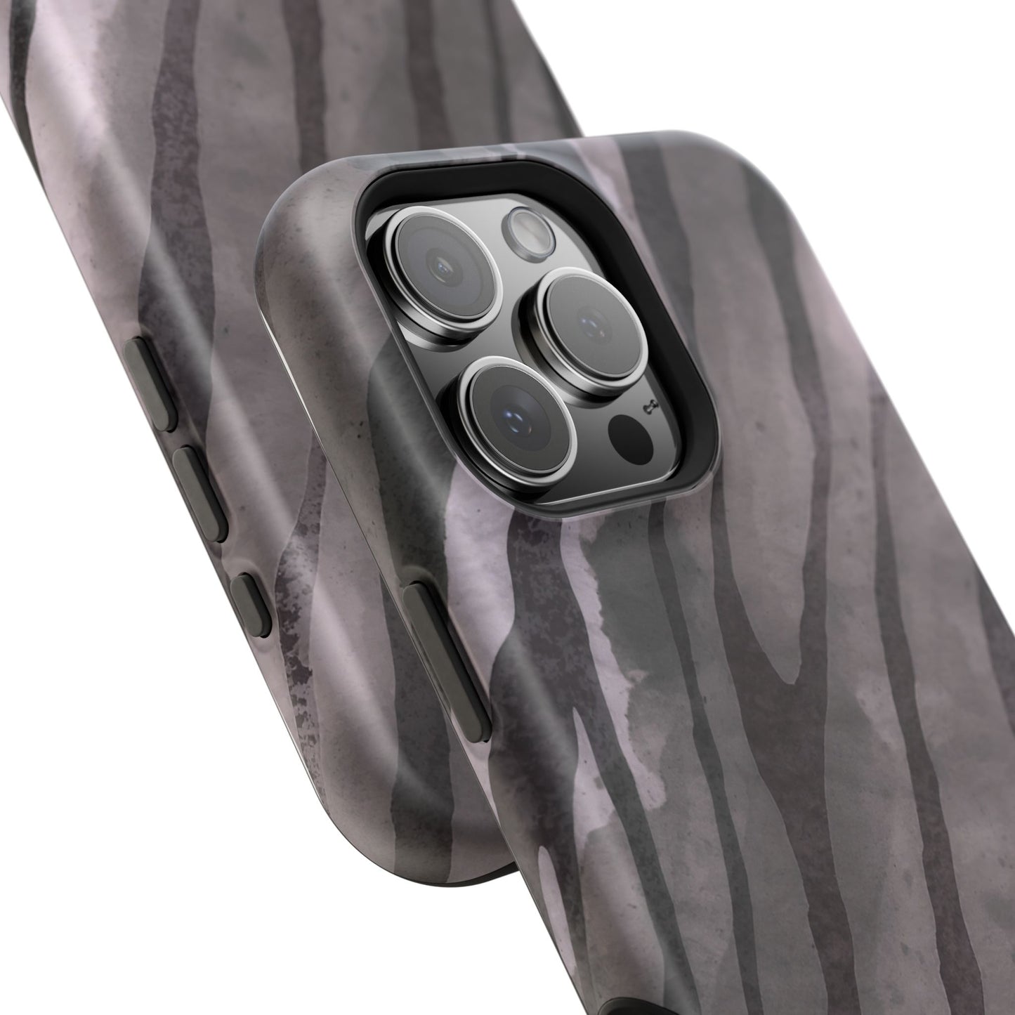 osbina | MagSafe Compatible for iPhone | Stripes on Point — The Muted Gray + Black Tiger Case | The Season Collective
