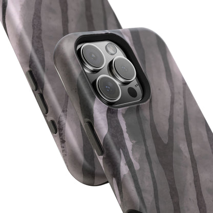 osbina | MagSafe Compatible for iPhone | Stripes on Point — The Muted Gray + Black Tiger Case | The Season Collective