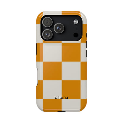 osbina | MagSafe Compatible for iPhone | Check You Out — The Orange + White Check Case | The Season Collective