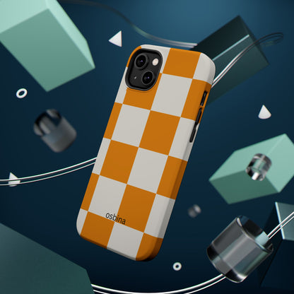 osbina | MagSafe Compatible for iPhone | Check You Out — The Orange + White Check Case | The Season Collective