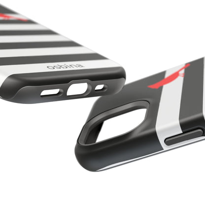 osbina | MagSafe compatible for iPhone | Redbird Edition Thinking of You Phone Case Black & White Stripe | Inspired By Collection