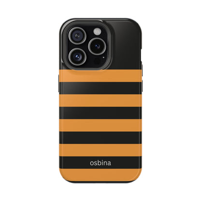 osbina | MagSafe Compatible for iPhone | The Horizon Stripe Case in Black + Orange | The Season Collective