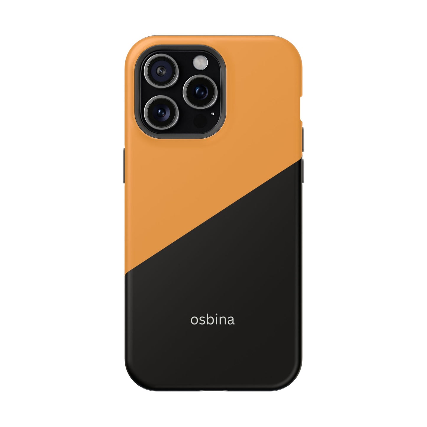 osbina | MagSafe Compatible for iPhone | Bold Moves Only — The Orange + Black Split Diagonal Case | The Season Collective