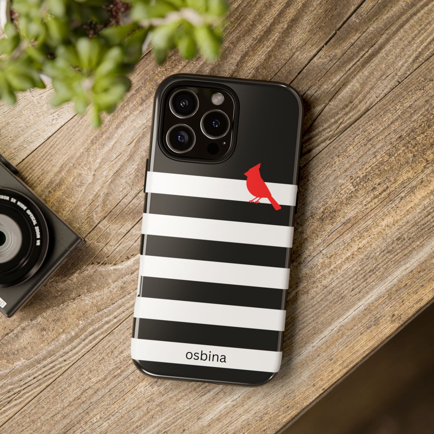 osbina | Redbird Edition Thinking of You Phone Case Black & White Stripe | Inspired By Collection