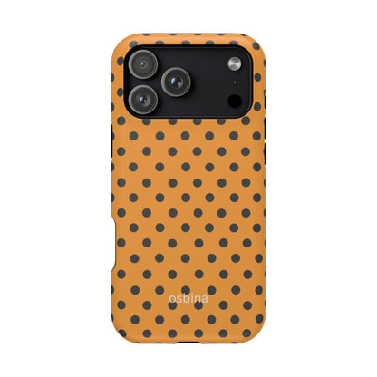 osbina | MagSafe Compatible for iPhone | Spot On Chic — The Orange + Black Polka Dot Case | The Season Collective