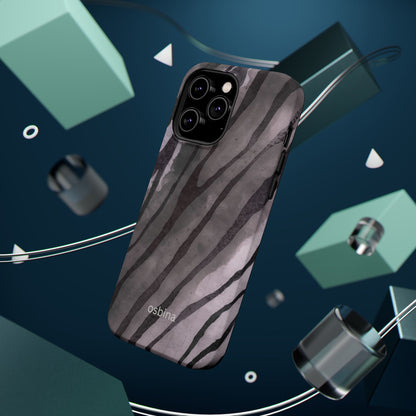osbina | MagSafe Compatible for iPhone | Stripes on Point — The Muted Gray + Black Tiger Case | The Season Collective