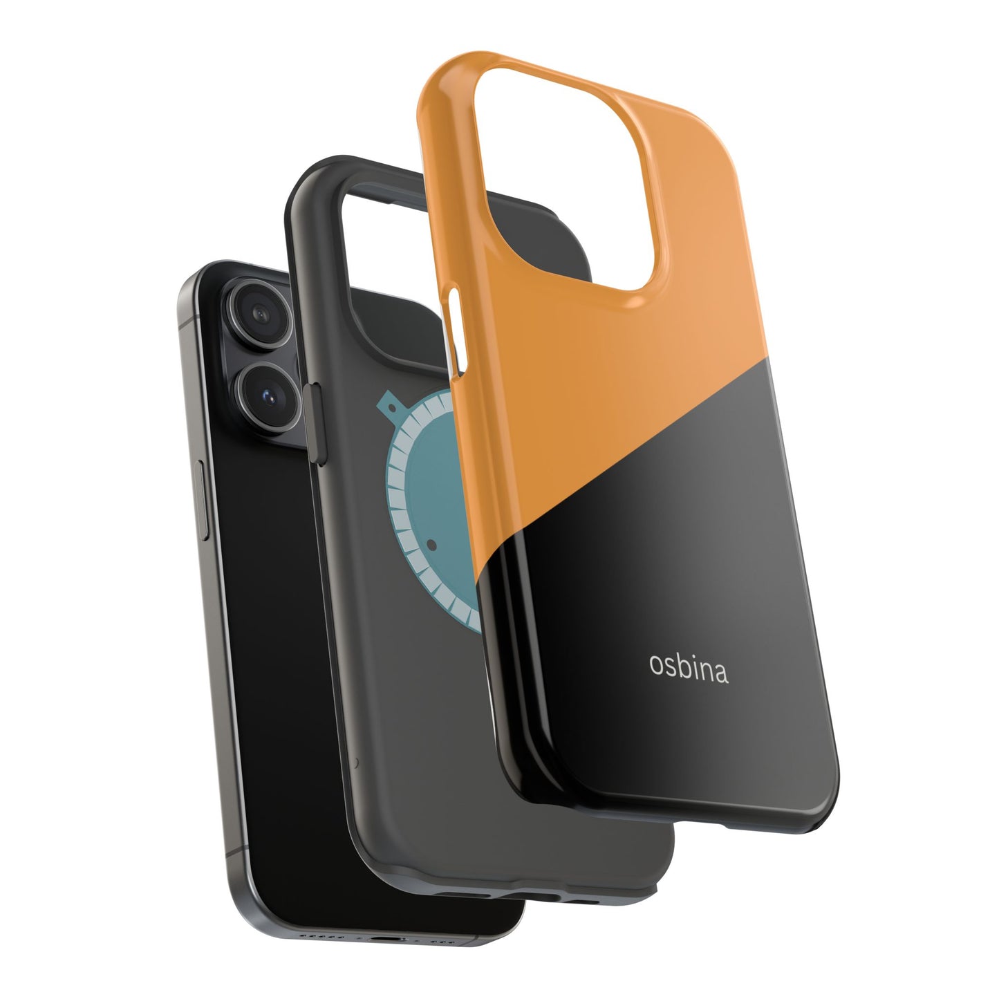 osbina | MagSafe Compatible for iPhone | Bold Moves Only — The Orange + Black Split Diagonal Case | The Season Collective