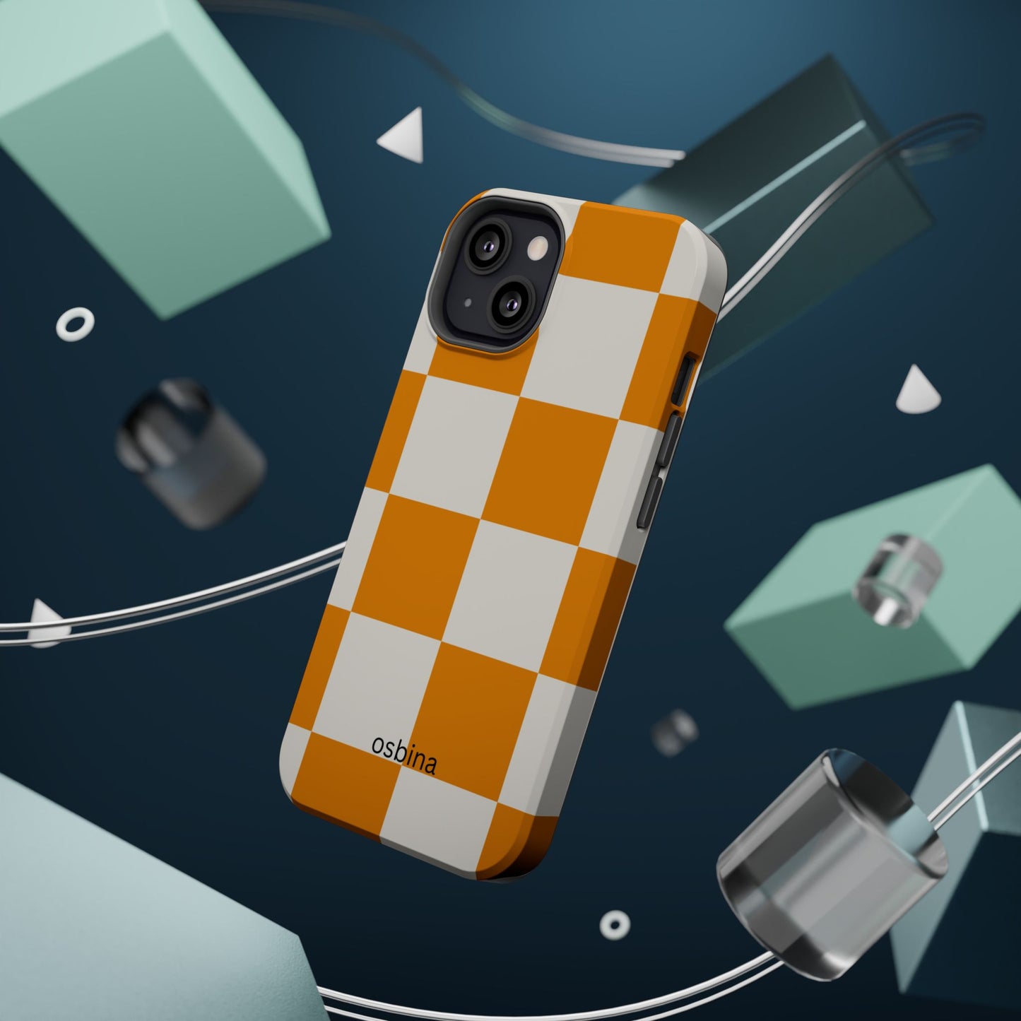 osbina | MagSafe Compatible for iPhone | Check You Out — The Orange + White Check Case | The Season Collective