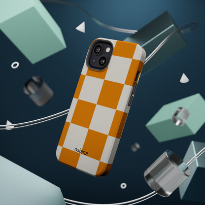 osbina | MagSafe Compatible for iPhone | Check You Out — The Orange + White Check Case | The Season Collective