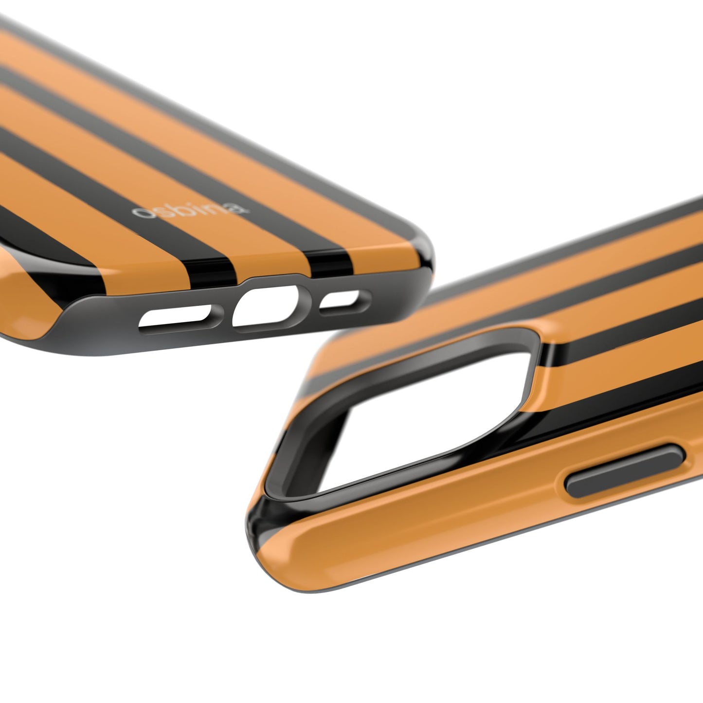 osbina | MagSafe Compatible for iPhone | The Statement Stripe Case in Black + Orange | The Season Collective