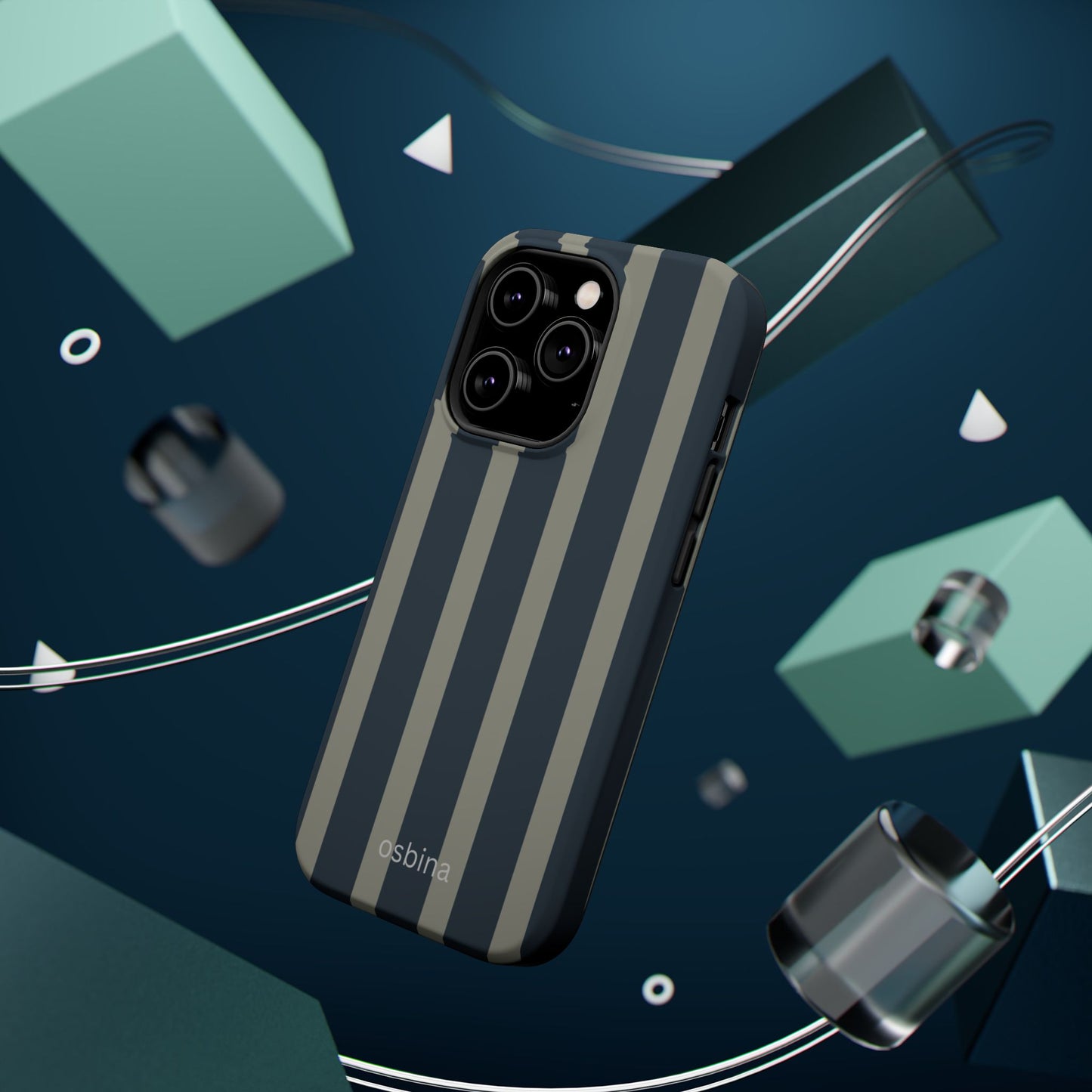 osbina | MagSafe compatible for iPhone | Grayhaven Navy & Gray Sophisticated Phone Case | Modern Muse Collection